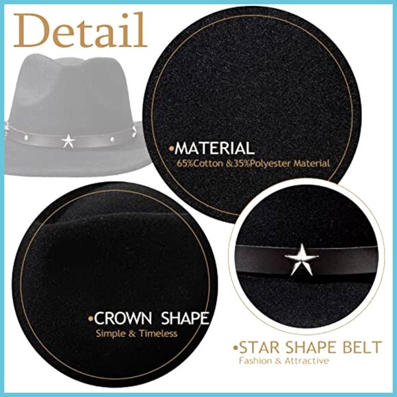 4 Pack Felt Cowboy Hats with Buckle Decoration, Unisex Western Style main image 5